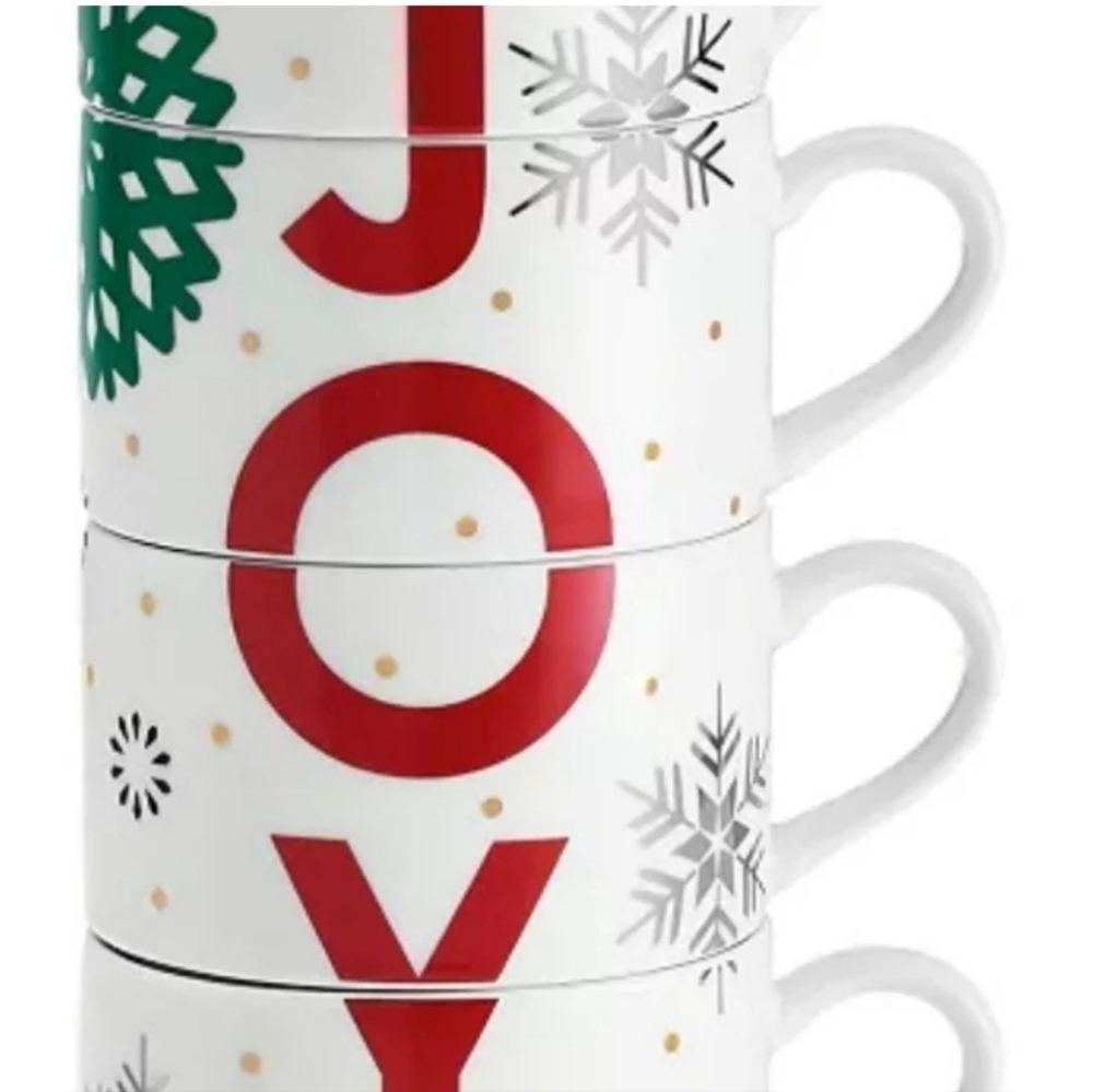 The Cellar stackable mugs multicolor Holiday JOY 4